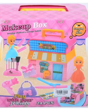 Куфарче за грим и прическа – Магията на красотата в 24 части, комплект с аксесоари за грим и прически за деца над 3 години.