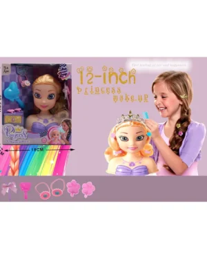 Глава за прически и гримиране принцеса - Детски Свят Комплект за прически и гримиране с глава на принцеса и аксесоари.