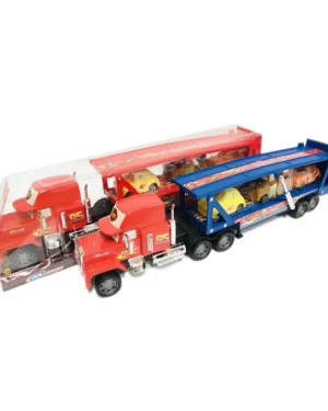 Детски автовоз с двойно ремарке и колички в комплект.