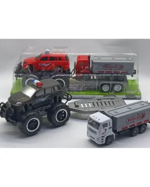 Джип с платформа и цистерна за игра в комплект.