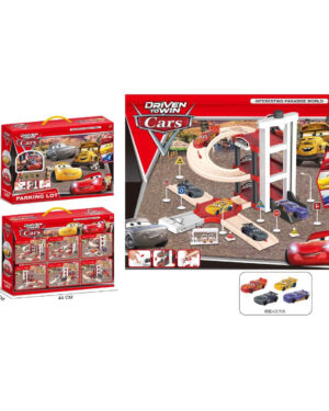 Детски паркинг с асансьор и 4 колички с очи – писта за състезания и ролеви игри