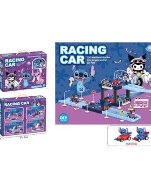 Играчка паркинг с рампа и състезателни коли – детска писта със Стич, подходяща за деца