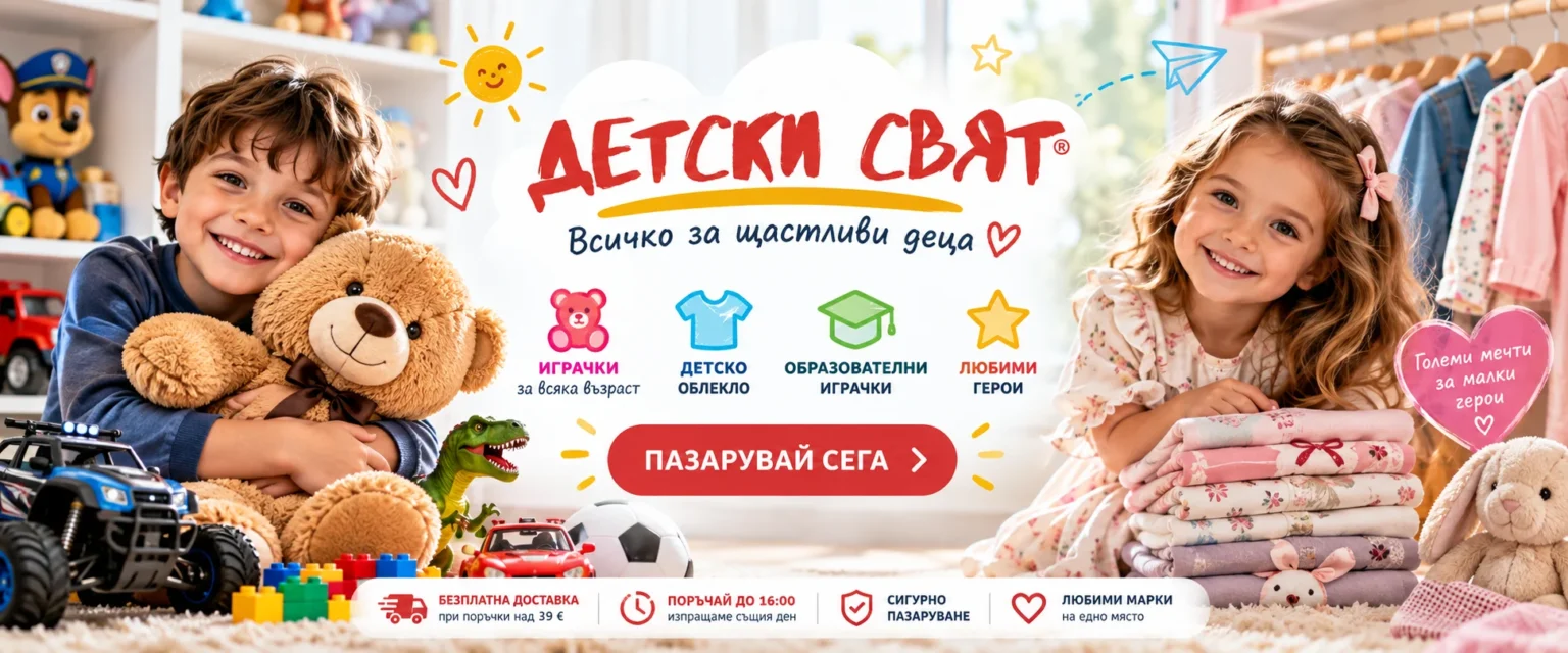 Детски Свят — всичко за щастливи деца: играчки, детско облекло, образователни играчки и любими герои. Пазарувай сега