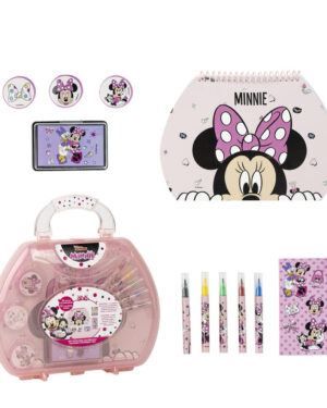 комплект за рисуване в розов куфар minnie за деца
