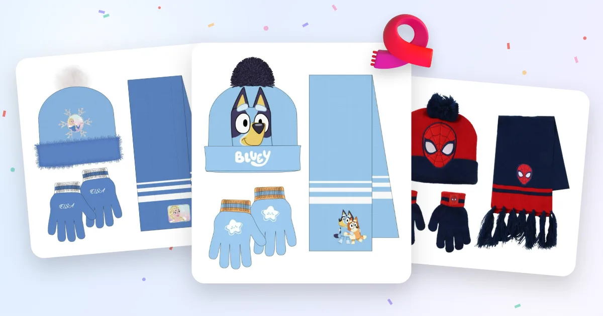 Детски зимни комплекти шапка, шал и ръкавици с Frozen, Bluey и Spiderman